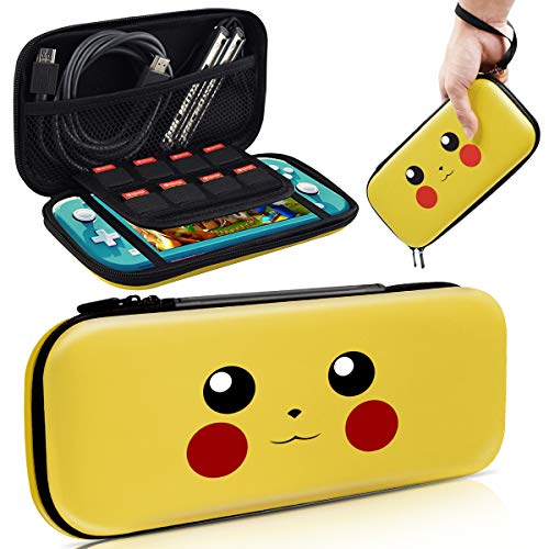 Haobuy Case for Switch Lite, Carrying Case for Pokemon Switch Lite Case [Design for Let's Go Pikachu/Eevee Pouch], Portable Slim Travel Carry Case for Switch Lite Games & Accessories