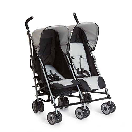 Hauck Turbo Duo - Silla gemelar para Gemelos y Hermanos de 0 Meses, Plegable, Compacto (combinable con capazo blando Carrycoat 2en1), color Gris/ Negro,  2 x 15kg, Ancho 75cm