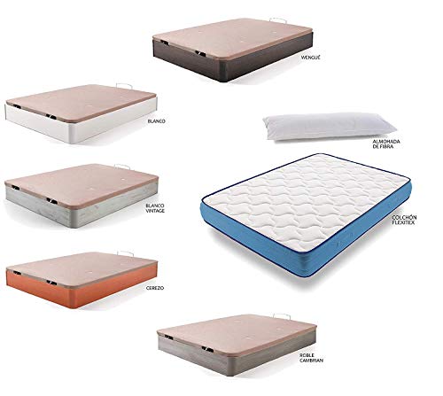 HOGAR24 ES Cama Completa - Colchón Viscoelástico Viscorelax + Canape Abatible de Madera Color Roble Cambrian + Almohada de Fibra, 135x190 cm HOGAR24 ES Cama Completa - Colchón Viscoelástico Viscorelax + Canape Abatible de Madera Color Roble Cambrian + Almohada de Fibra, 135x190 cm