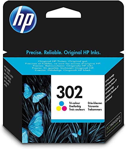 HP 302 F6U65AE Cartucho de Tinta para Impresoras (4 ml), Tri-Color, Estándar