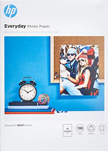 Hp Everyday Photo Paper Q2510A - Papel de fotografía brillante, A4 (210 X 297 mm), 100 hojas