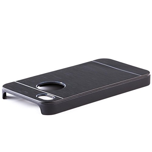 iCues Apple iPhone 4 / 4S ALU Case Cepillado Negro | [Protector de Pantalla Incluido] Piel CNC Metal de Aluminio metálico de protección Protección Cubierta Cubierta Funda Carcasa Bolsa Cover Case