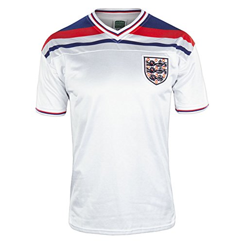 Inglaterra - Camiseta primera y segunda equipación final Copa del Mundo 1982 - Para hombre - Producto oficial retro - Blanco - Large