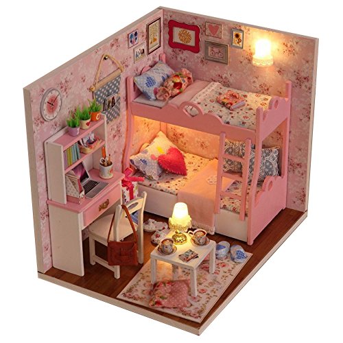 Itian Decoración en miniatura modelo , DIY casa con luces y accesorios, de madera DIY Casa de muñecas, de Navidad hadas decoración del hogar Casa Regalo de Navidad Itian Decoración en miniatura modelo , DIY casa con luces y accesorios, de madera DIY Casa de muñecas, de Navidad hadas decoración del hogar Casa Regalo de Navidad