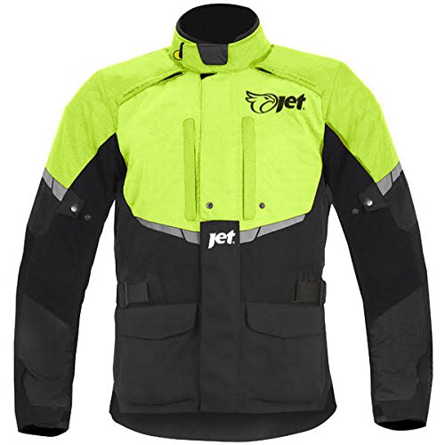 JET Chaqueta de moto para hombre, impermeable, con blindaje CE (Fluro, mediano (38 pulgadas - 40 pulgadas)