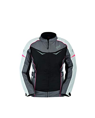 JET Chaqueta Moto Mujer Textil Impermeable con Protecciones ROCHELLE (XS (ES 34), Gris/Rosa) JET Chaqueta Moto Mujer Textil Impermeable con Protecciones ROCHELLE (XS (ES 34), Gris/Rosa)