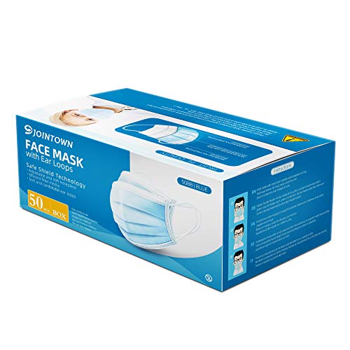 Jointown mascarilla facial de polipropileno de 3 capas, paquete de 50 piezas Jointown mascarilla facial de polipropileno de 3 capas, paquete de 50 piezas