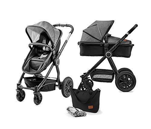 Kinderkraft Carrito Bebé 2 Piezas VEO, Silla de Paseo, Capazo, 0 a 13 kg, Negro