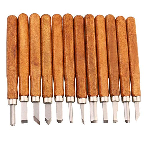 Maike Mall Juego de cinceles - Escultura de cinceles, cuchillo de trinchar hecho a mano para DIY mango de madera de herramientas Wax Carving 12 Pieces