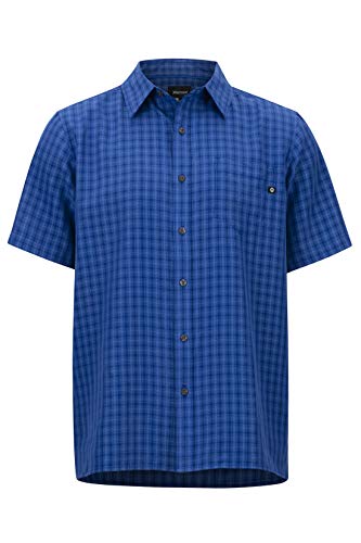 Marmot Eldridge Short Sleeve Camisa Manga Corta, de Senderismo, al Aire Libre, con protección UV, Transpirable, Hombre, Azul (Surf), M