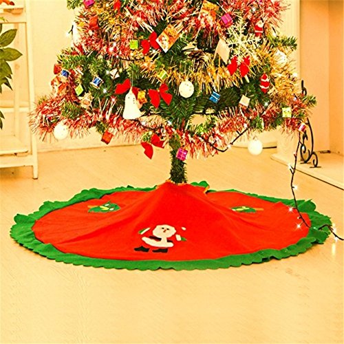 MFCreative 1PC 90cm Falda de árbol de Navidad rojo Navidad Papá Noel Falda de árbol Decoración de Navidad Suministros Ornamento
