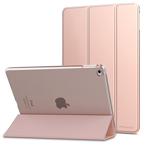 MoKo, Funda para iPad Air 2, Ultra Delgada Función de Soporte, Auto Sueño, Protectora, Plegable, Transparente, 9.7'', Rosa Oro