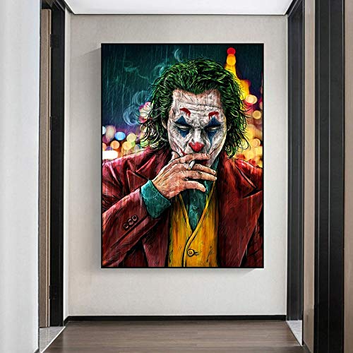 Movie Star The Joker Lienzo de pintura al óleo Impresiones de carteles Joker Comic Wall Art Painting Pictures para sala de estar Decoración para el hogar 40x60CM NO fream