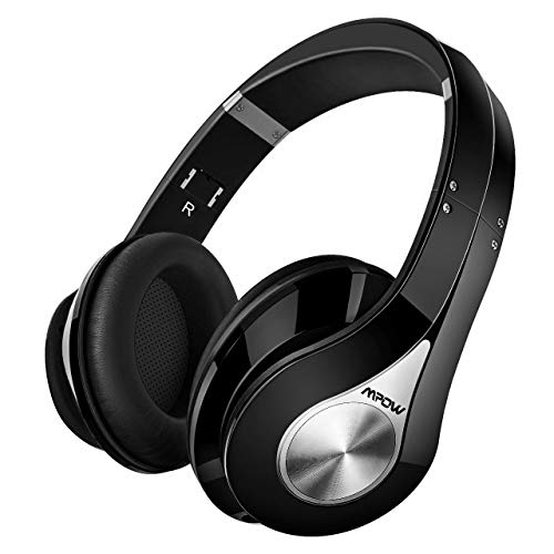 Mpow 059 Auriculares Diadema Bluetooth, 25hrs de Reproducir, Sonido Estéreo, CVC 6.0, Auriculares Diadema Inalámbricos con Micrófono, Cascos Bluetooth Diadema Plegable para TV, PC, Móvil, Negro