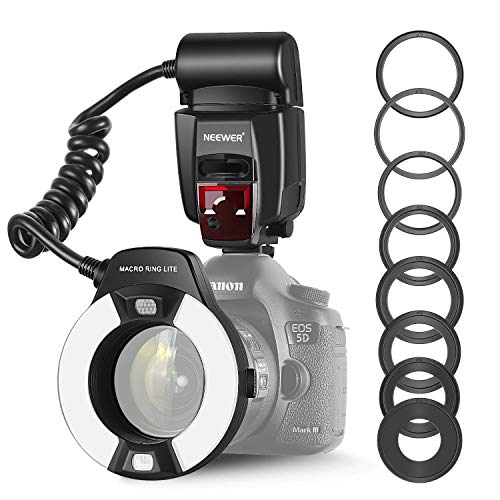 Neewer Macro TTL Ring Anillo luz de Flash con LED lámpara de Ayuda AF, AF Assist Lamp para Canon E-TTL TTL Cámaras/Tales como Canon EOS 5D Mark II EOS Rebel