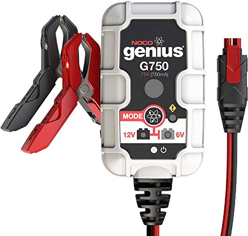 NOCO Genius G750EU 6V / 12V .75 Amp UltraSafe Smart Cargador y Mantenedor de Batería, Negro, Gris, Rojo