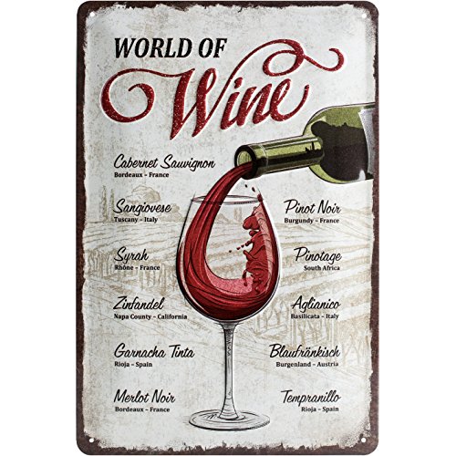 Nostalgic-Art 22265, Open Bar, World of Wine, Cartel de Chapa 20 x 30 cm