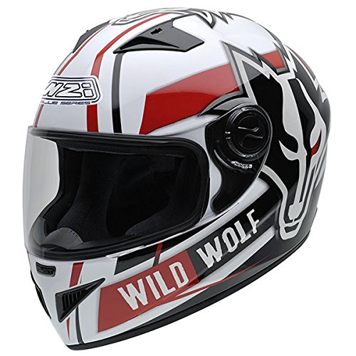 NZI 150200G607 Must Wild Wolf Casco de Moto, Color Blanco, Negro y Rojo, Talla 56 (S)
