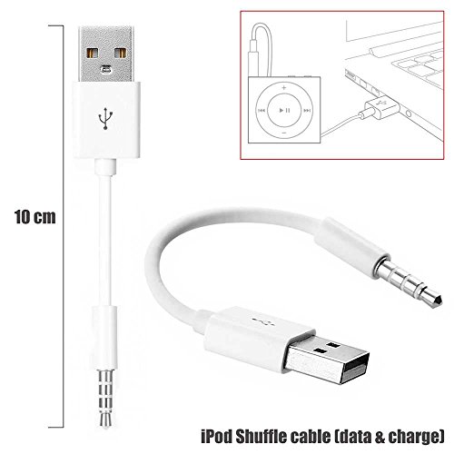 OcioDual Cable USB para Apple iPod Shuffle 3/4 / 5/6 / 7 Generación Cargador Sincroniza Datos Blanco