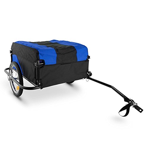 Oneconcept DURAMAXX Mountee Remolque para Bicicletas (Desmontable, Capacidad 130 litros, Carga 60 kg, Bastidor Acero, neumáticos 16", Ruedas Acero, Impermeable, Lona Nailon) - Negro Azul