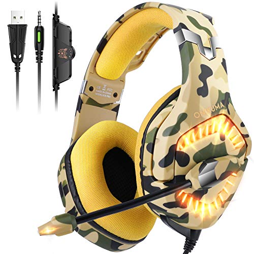 ONIKUMA Auriculares Ps4, Cascos Xbox One con Sonido Envolvente, Luz LED y Micrófono con Cancelación de Ruido Auriculares Gaming Sobre la Oreja para PS4 Xbox One PC Mac Laptop ONIKUMA Auriculares Ps4, Cascos Xbox One con Sonido Envolvente, Luz LED y Micrófono con Cancelación de Ruido Auriculares Gaming Sobre la Oreja para PS4 Xbox One PC Mac Laptop