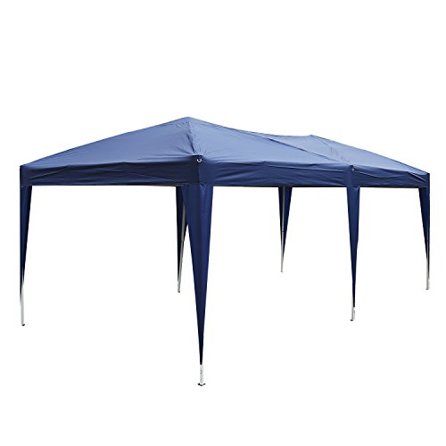 Outsunny Carpa Cenador para Exterior 6x3m Plegable en Acordeón Gazebo Pabellón para Jardín Camping Fiesta Tienda Eventos Boda con Pegatinas Impermeables + 1 Bolsa Transporte Acero Color Azul