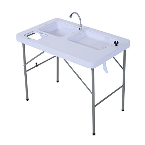 Outsunny Mesa Plegable Multifuncional 2 en 1 Mesa+Estación de Limpieza Mesa de Picnic con Grifo y 2 Fregaderos para Pesca Jardín Camping Barbacoa Exteriores 101x66x81cm Outsunny Mesa Plegable Multifuncional 2 en 1 Mesa+Estación de Limpieza Mesa de Picnic con Grifo y 2 Fregaderos para Pesca Jardín Camping Barbacoa Exteriores 101x66x81cm