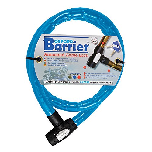 OXFORD OF146 Barrier-Candado de Cable blindado, Color Azul
