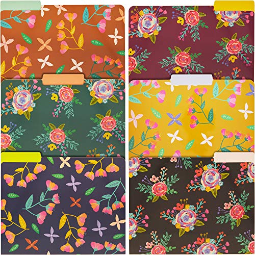 Paper Junkie Paquete de 12 carpetas de archivos florales vintage, tamaño carta, 6 diseños, 9.5 x 11.5 pulgadas