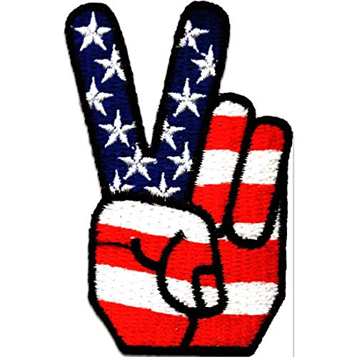 Parches - USA Victory Peace Paz - rojo - 4,2x7,2cm - termoadhesivos bordados aplique para ropa