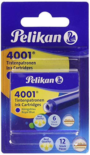 Pelikan 4001 - Recambios de tinta para pluma estilográfica (12 unidades), color azul Pelikan 4001 - Recambios de tinta para pluma estilográfica (12 unidades), color azul