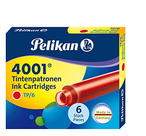 Pelikan Ink 4001 Caja de 10 - Fundas de 6 Cartuchos de tinta TP / 6 Brilliant Red
