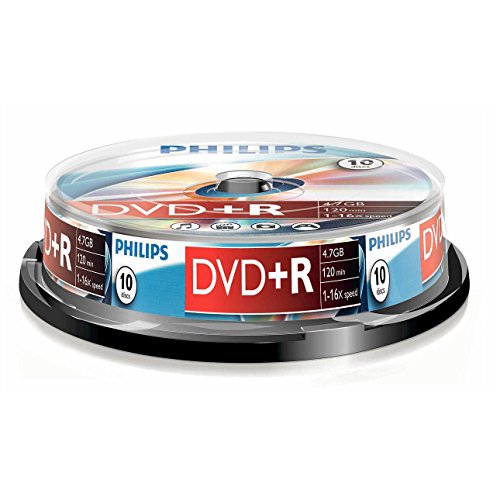 Philips DVD+R DR4S6B10F/00 - DVD+RW vírgenes (4,7 GB, 120 min, DVD+R, 16x, 4.7 GB, 10 Pieza(s))