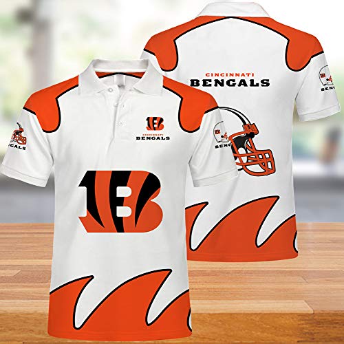 Polos, camisetas de verano de la NFL con diseño de LOGOTIPO de los Tigres de Cincinnati Sudaderas de jersey de fútbol americano Sudaderas de fanáticos Manga corta bordada de verano para hombres (L)