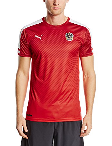 PUMA para Hombre Camiseta de fútbol réplica de la Camiseta Goldmünzen Home, Rojo/Blanco, L, 748683 01