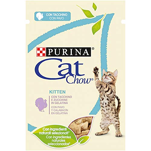 Purina Cat Chow Comida para Gato Junior, Gatito con Pavo 24 x 85 g - 1 Pack