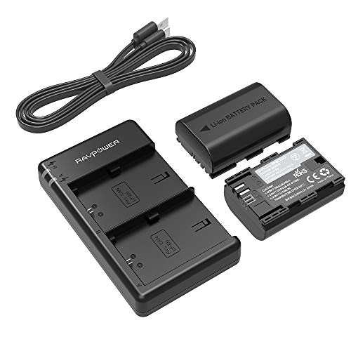 RAVPower Batería LP-E6 & LP-E6N, 2-Pack 2000mAh con Batería Recargable para Canon Compatible com EOS 80D / 70D / 7D / 6D / EOS R, EOS 5D Mark IV/Mark III / 5D Mark II, etc.