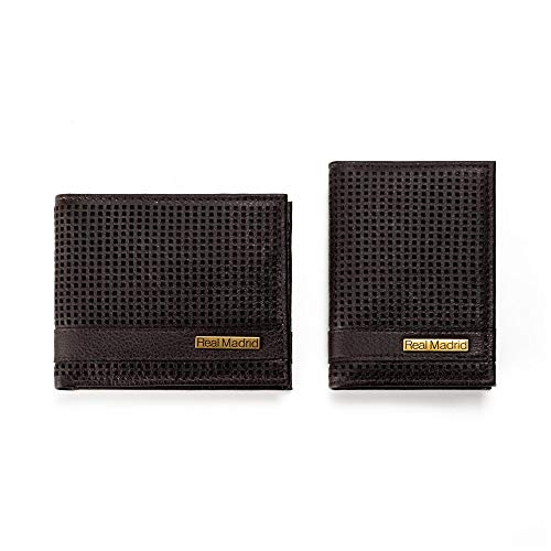Real Madrid - Cartera y Tarjetero Hechos a Mano con Piel de Calidad Premium. Juego de 2 piezas. Color Marrón - RMJ-80022B Real Madrid - Cartera y Tarjetero Hechos a Mano con Piel de Calidad Premium. Juego de 2 piezas. Color Marrón - RMJ-80022B