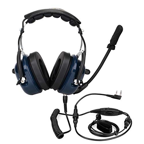 Retevis EH050K Auricular de Diadema de Aviación Anti-Ruido VOX Mic Over-Ear Headphones Cascos Compatible con Walkie Talkie Retevis RT24 RT27 RT22 Baofeng BF-888S Kenwood TYT (1 Pieza)