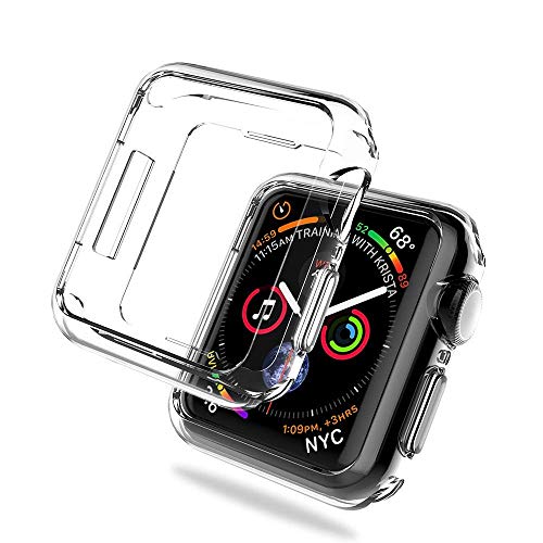 REY - Funda Carcasa Gel Transparente para Apple Watch Series 4 de 44mm - Series 5 de 44mm, Ultra Fina 0,33mm, Silicona TPU de Alta Resistencia y Flexibilidad
