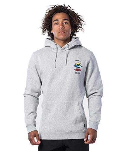 Rip Curl Search Icon Hood Hombre,Suéter con Capucha,suéter,suéter,Sudadera con Capucha,sobreimpresión,Cement Marle,L