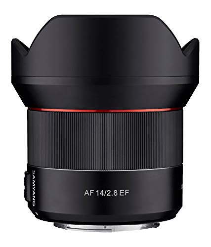 Samyang SA7051 - Objetivo de focal fija con auto focus para cámaras digitales AF 14mm F2.8 CANON EF., color negro