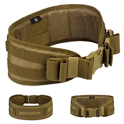 Selighting Cinturón de Utilidad Molle Táctica Militar de Nylón Cintura de Protección para Caza, Airsoft,Paintball,Batalla Combate,Camping,Uso al Aire Libre (Brown - Coyote)