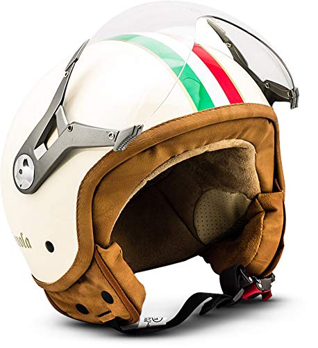 Soxon SP-325 - Casco Moto, ECE Certificado, con parasol y bolsa de casco, Multicolor/Imola, S (55-56cm)