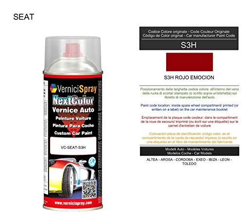 Spray Pintura Coche para SEAT S3H ROJO EMOCION - Aerosol pintura para reparar carrocería 400 ml producido por VerniciSpray