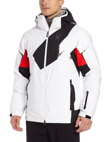 SPYDER Leader - Cazadora de esquí para Hombre Blanco Blanco, Negro y Rojo Talla:S