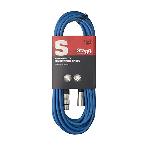 Stagg 10 m cable XLR a conector XLR para micrófono de calidad, azul