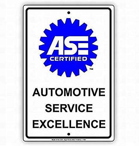 Sunlight ASE Certified Automotive Service Excellence Decoración de Arte Divertido de Aluminio Cartel de Chapa Vintage Habitación de Juego Dormitorio 12 X 8 in