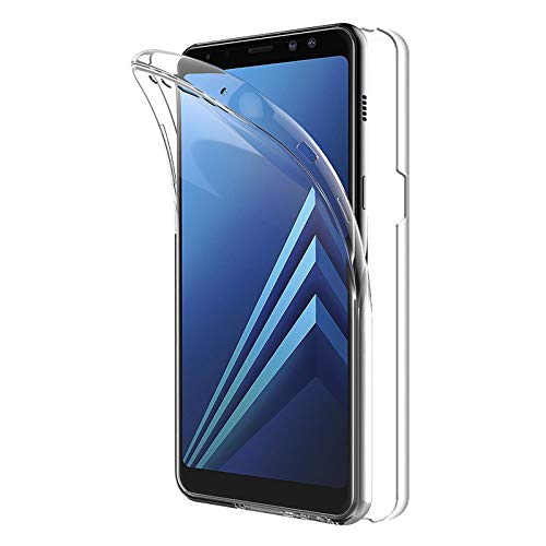 TBOC Funda para Samsung Galaxy A8 (2018) - A5 (2018) - Carcasa [Transparente] Completa [Silicona TPU] Doble Cara [360 Grados] Protección Integral Total Delantera Trasera Lateral Móvil Resistente Golpe