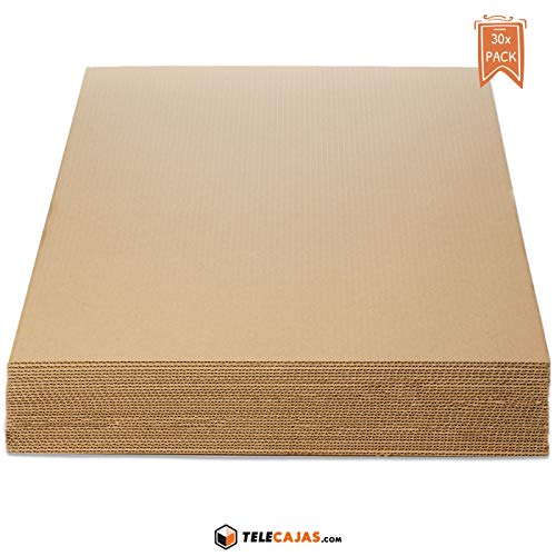 TeleCajas® | Planchas de Cartón Din A1 Ondulado | Medidas: 84,1 x 59,4 cms | Pack de 30 unidades (30x)